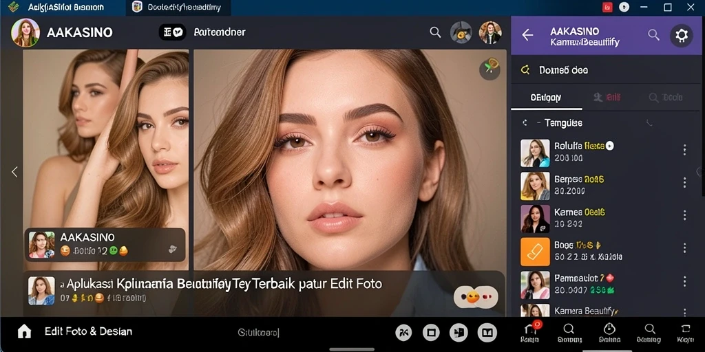 Tampilan antarmuka AAKASINO dengan berbagai fitur editing foto.