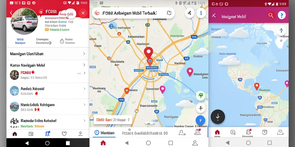 Tampilan antarmuka FC888 untuk Navigasi Mobil yang intuitif dan informatif.