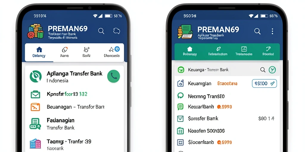 Tampilan antarmuka aplikasi Transfer Bank PREMAN69 yang modern dan user-friendly.