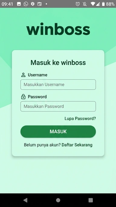 Tampilan halaman login winboss